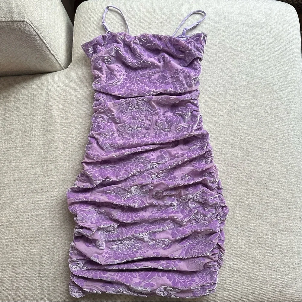 Windsor Lavender Floral Ruched Dress, Small - Picture 1 of 4
